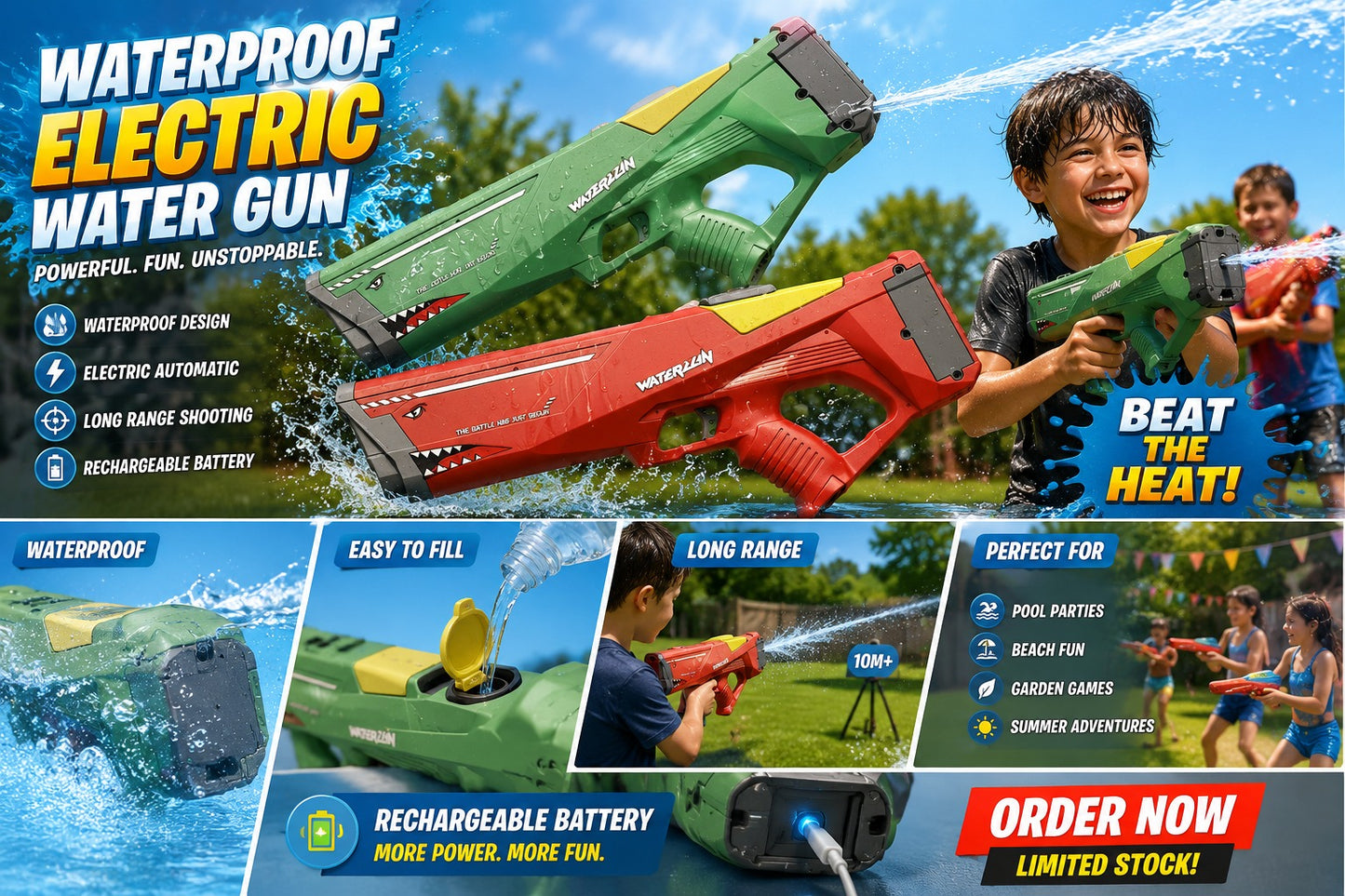 Electric Water Gun for Kids & Adults