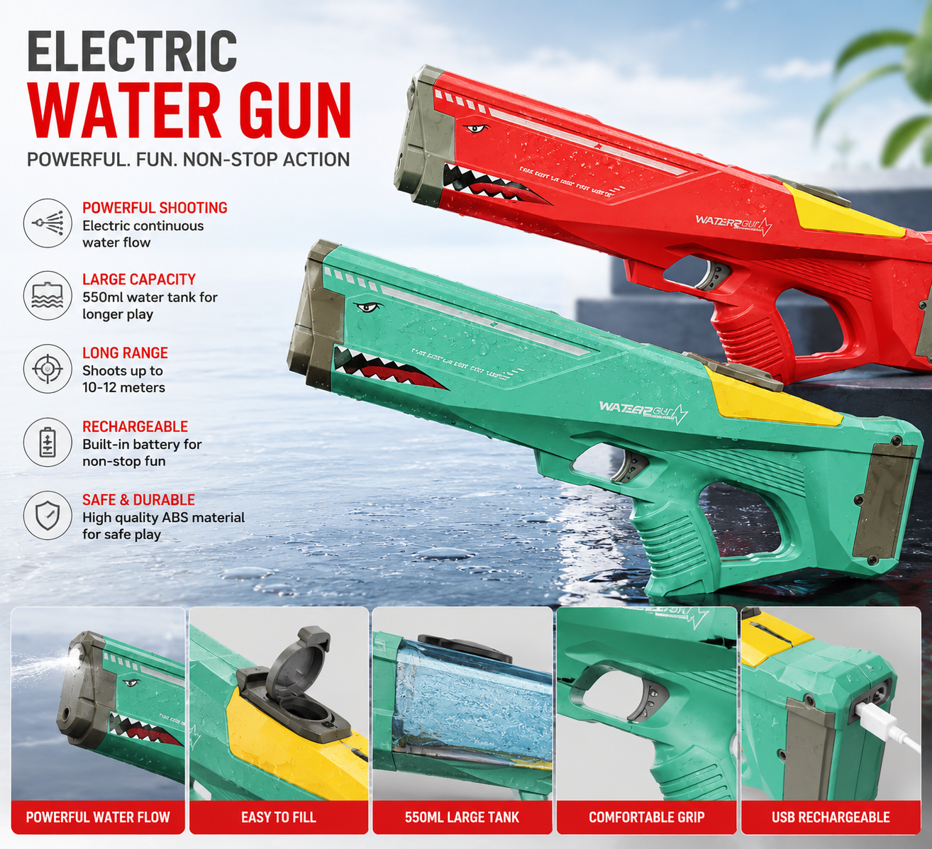 Electric Water Gun for Kids & Adults